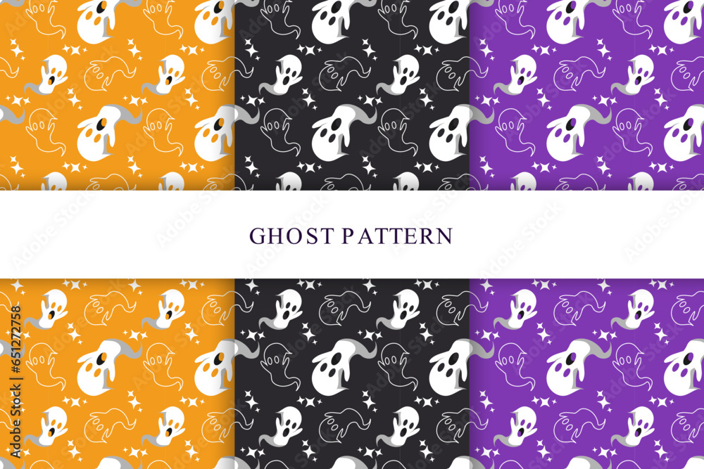 Halloween white ghost screaming pattern in three color background  pattern graphic