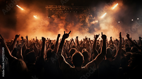 The crowd at a huge rock concert.