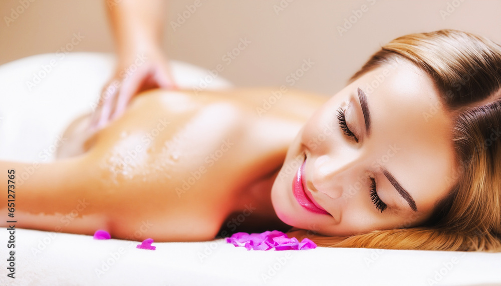 Obraz premium A young woman enjoys wellness in the spa.Generative AI