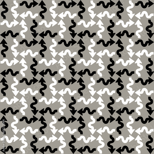 Gray, black & white arrow geometric seamless pattern background