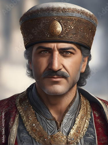 Portrait of a man from turkey. turkish typical man in turkish national costume portrait. generative AI