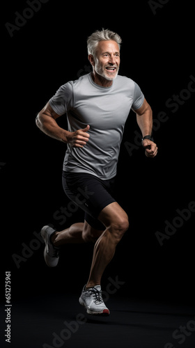 Man running, black background, high shutter speed