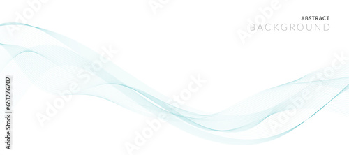 Abstract blue smooth wave on a white background. Dynamic sound wave. Design element. Vector illustration. © VectorStockStuff
