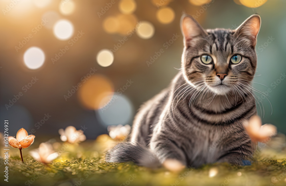 Full body cat with bokeh background Full body cat with bokeh background