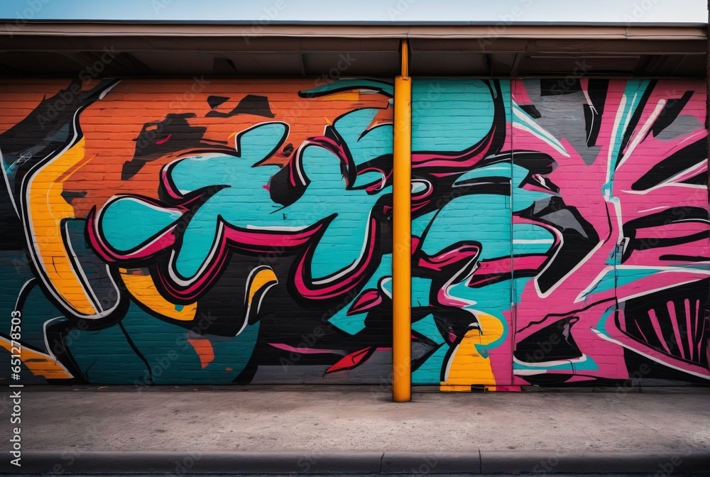Nighttime Urban Scene with Vibrant Wall Murals Nighttime Urban Scene with Vibrant Wall Murals