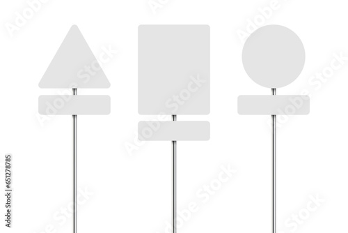 Set of blank white road signs. Vector illustration