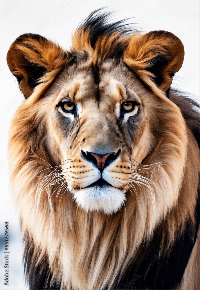 Fototapeta premium Lion, Set Against a Plain Background.