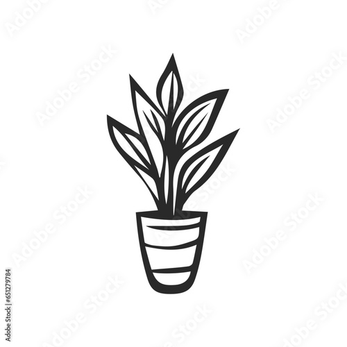 Cute houseplant in flower pot isolated on white background. Vector