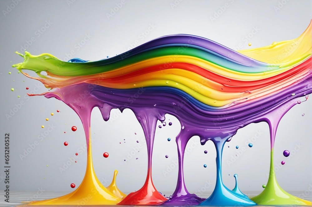 Naklejka premium Rainbow wave. Colorful paint splash. Isolated design element on the background. .