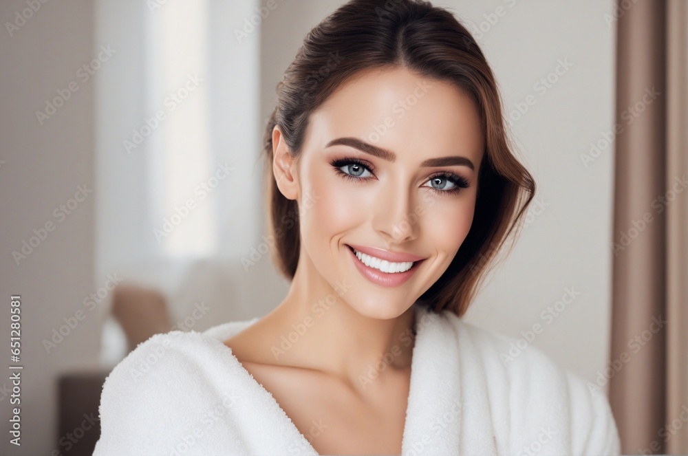 AI generated image of attractive woman face in towel AI generated image of attractive woman face in towel
