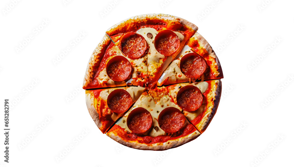 Mouthwatering slice of pepperoni pizza isolated on transparent background Generative AI Mouthwatering slice of pepperoni pizza isolated on transparent background Generative AI