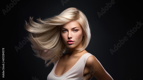 modern allure of a stylish girl with ultra blonde hair, reflecting the essence of beauty and fashion.