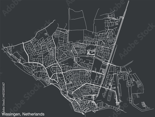 Detailed hand-drawn navigational urban street roads map of the Dutch city of VLISSINGEN, NETHERLANDS with solid road lines and name tag on vintage background
