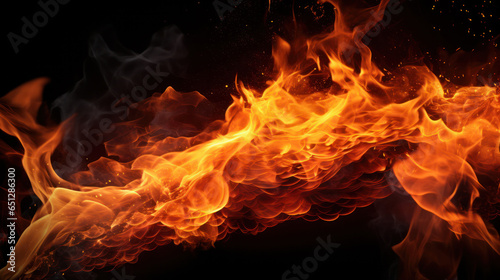 Fiery Elegance: Captivating Flame on Black Background - Ideal for Graphic Design © raulince