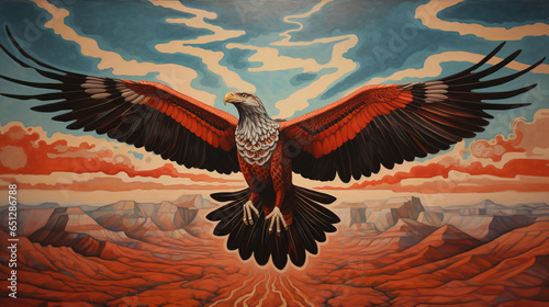 Fotografie, Obraz A grand and imposing image of a thunderbird, a Native American mythological crea