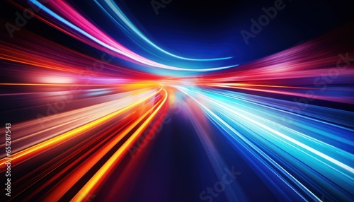Photo of colorful abstract lines in a dark background