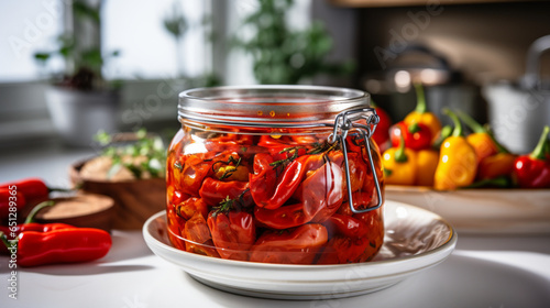 tomato sauce in a glass jar, generative ai