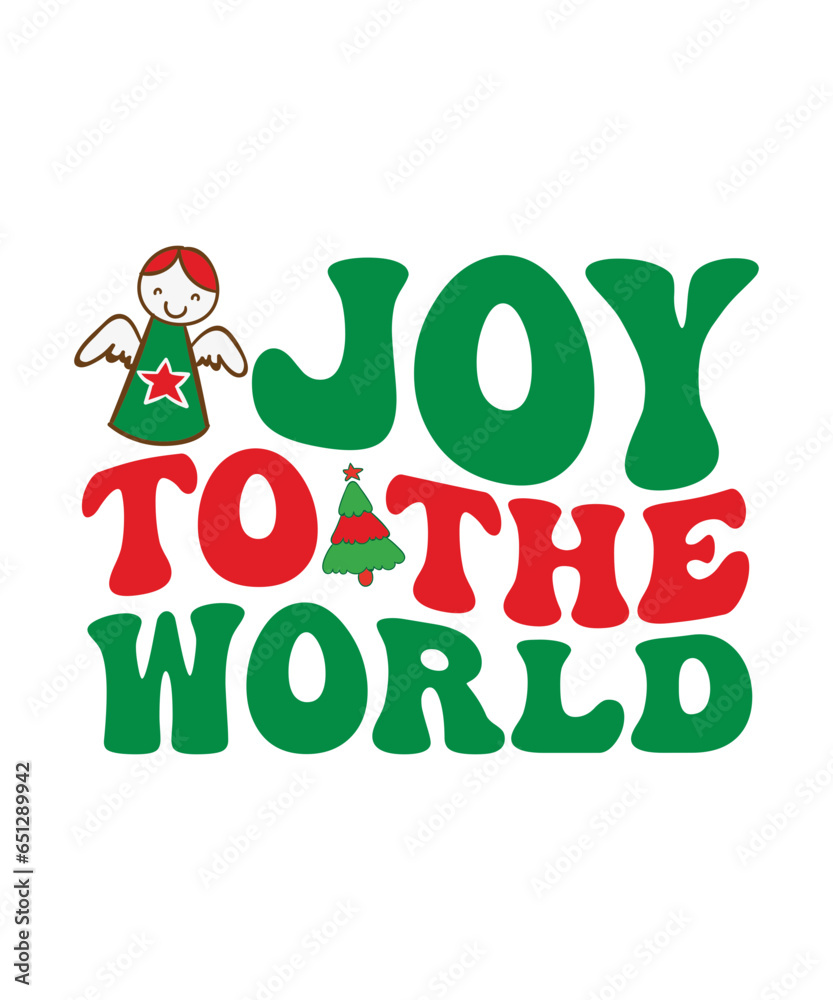 Fototapeta premium Joy to the world Christmas retro t shirt , Retro Christmas T-shirt Designs.