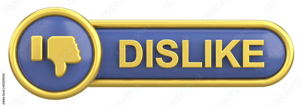 3D dislike button. 3D illustration.