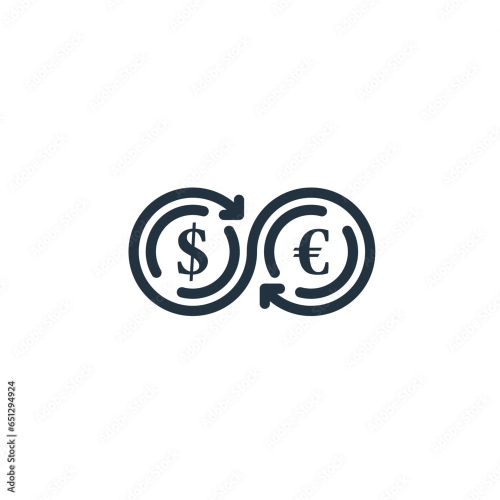 Money exchange icon isolated on white background. Euro and Dollar Cash transfer symbols. illustration of Money exchange icon for web and mobile design. Money exchange icon isolated on white background. Euro and Dollar Cash transfer symbols. illustration of Money exchange icon for web and mobile design.