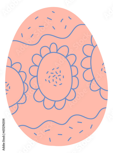 Pink patterned egg. Easter celebration traditional symbol © VectorBum