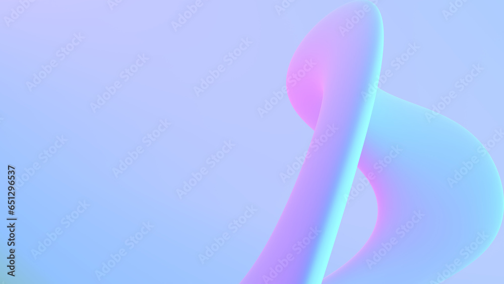 Abstract curved number 8. 3d shape with light blue lavender pink glossy gradient. Pastel neon background 8k 16:9. Minimalistic backdrop. Futuristic geometric element. Digital poster, cover, web banner - obrazy, fototapety, plakaty 