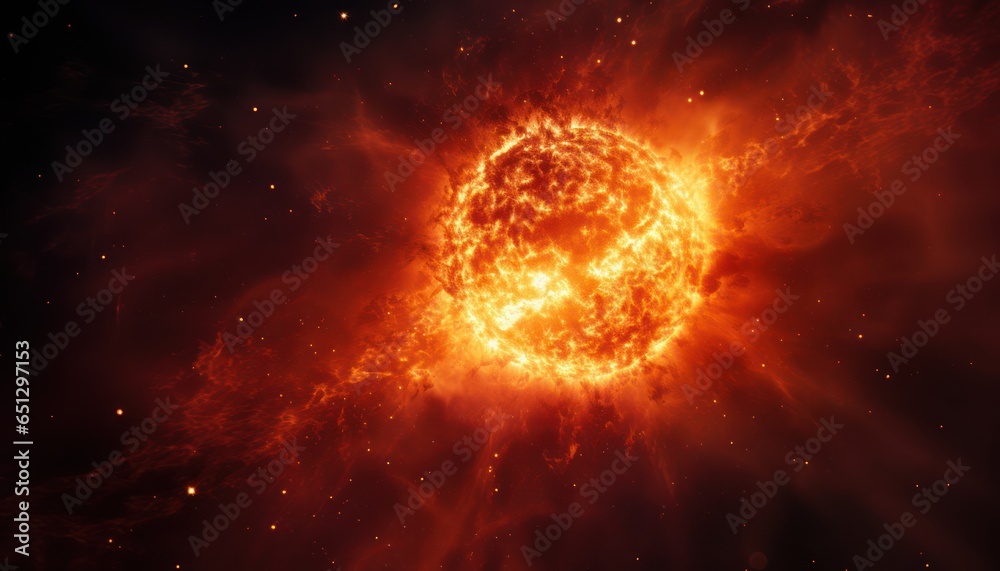 Obraz premium Photo of a vibrant sun shining in dark space