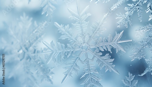 Photo of a beautiful snowflake on a frost-covered window © Anna