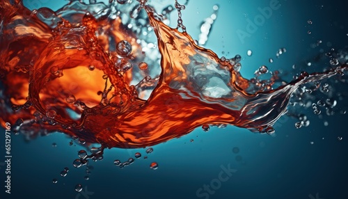 Photo of orange liquid splashing into water