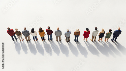 Line of people on white background