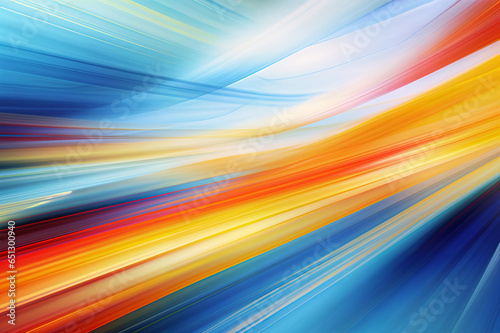 Abstract digital stripe shapes in motion of a red, orange, yellow, and blue color