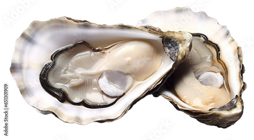 Fresh raw oysters on transparent background.