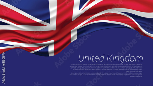 Flag of United Kingdom vector, Waving flag,