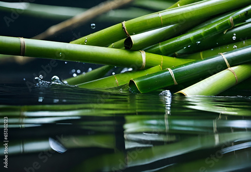 bamboo in water in minimal style