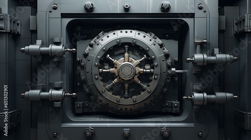 Close-up of a secure bank vault door, emphasizing security and trust. generative AI