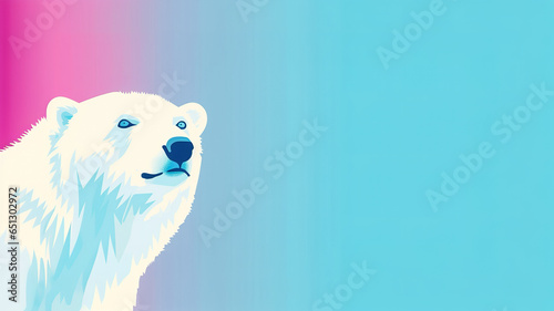 adorable polar bear in pop art style painting, copy space for text, blank space, pastel colors, minimal. Digital illustration generative AI.