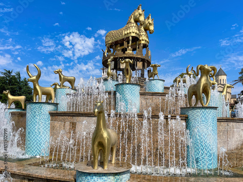 Georgia, Kutaisi, Colchis Fountain with figures represent the ancient Colchis kingdom photo