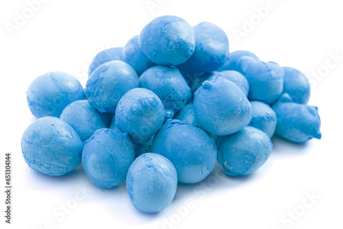 Blue Freeze Dried Saltwater Taffy Isolated on White Background