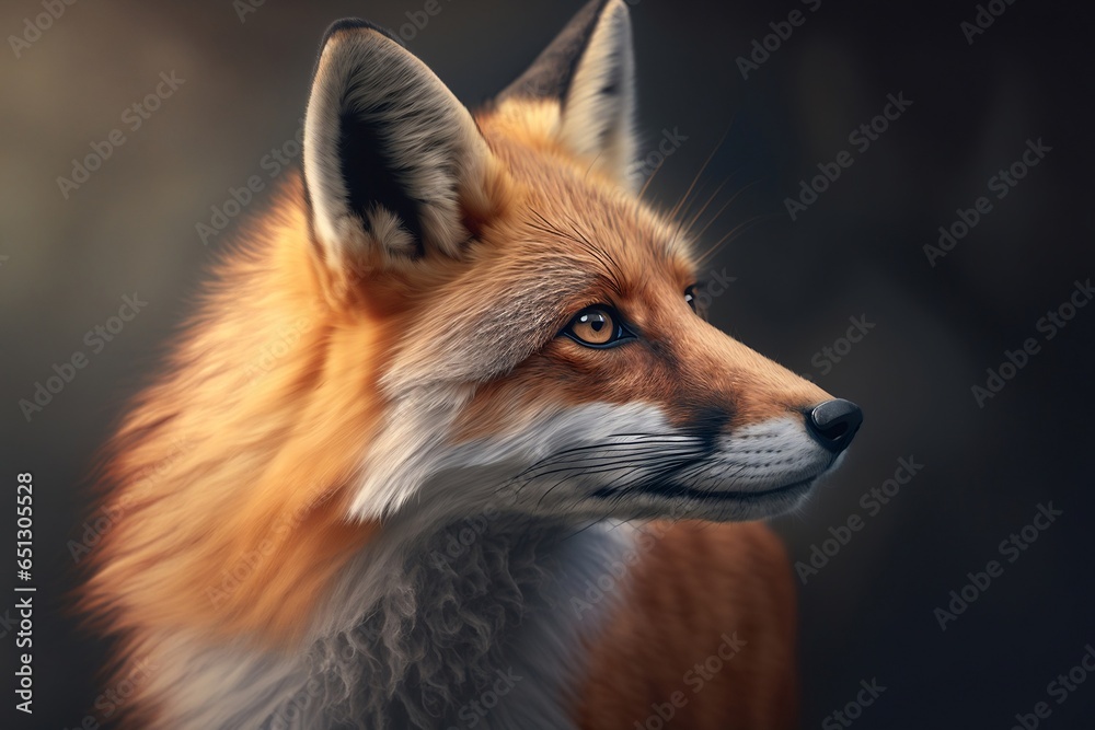 Fox portrait. Generative AI.