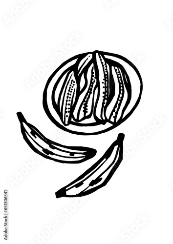 Plátanitos fritos. Plátano macho. Su tamaño es mayor que el del plátano común.