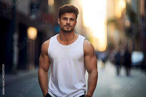 Male model posing in front of camera, beautiful sun lightning - The Model Series