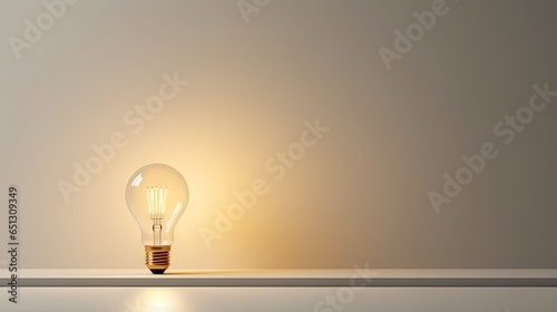  a light bulb sitting on top of a shelf next to a wall. generative ai