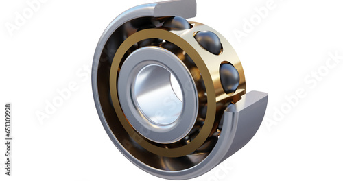 Angular Contact Bearing showing balls and metal races