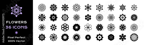Abstract Flower Icon Set - Simple and Elegant Floral Icons