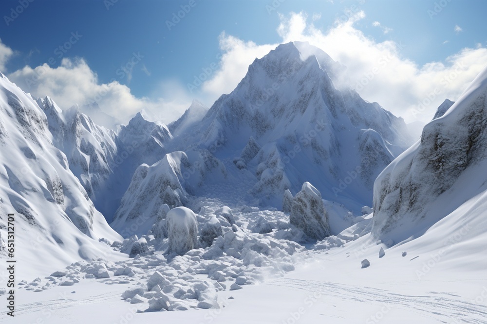 snow covered mountains, Generative AI