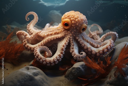 octopus in aquarium, Generative AI