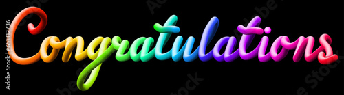 Congratulations fluid 3d twist text made of blended colorful circles.