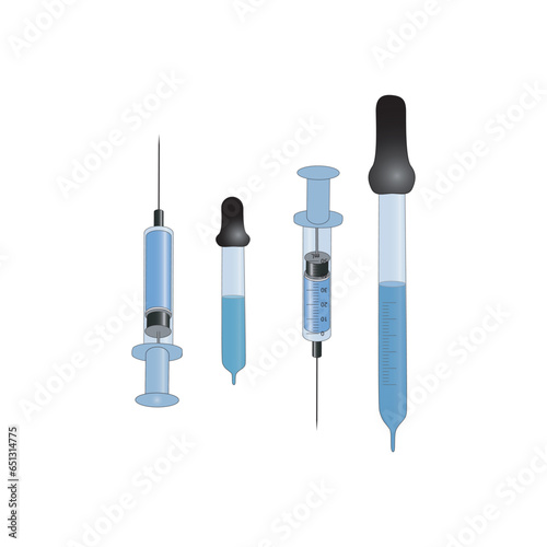 Set of syringe and pipette icons, simple vector illustration design. Medical carttoon symbol to use in websites, lectures, presentations, etc