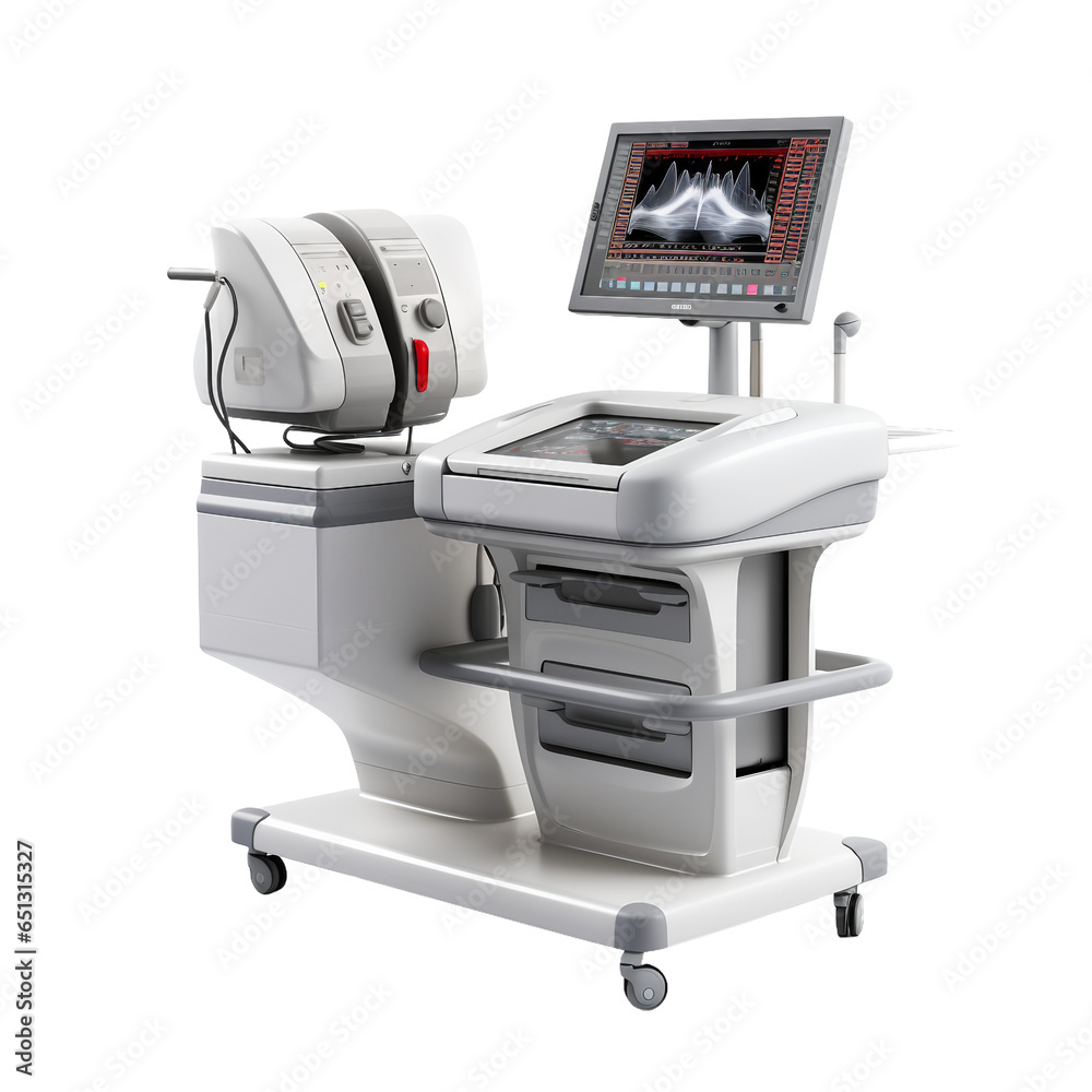 Medical Heart Imaging ECG Device on a Clear Surface or Transparent Background. Medical Heart Imaging ECG Device on a Clear Surface or Transparent Background.