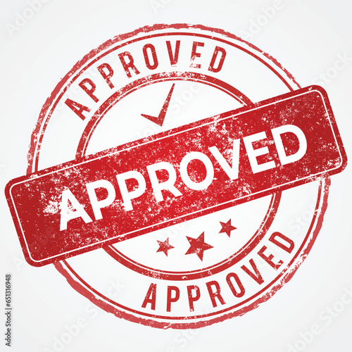 Approved Stamp in Red Shade with Tick mark and Grunge Look